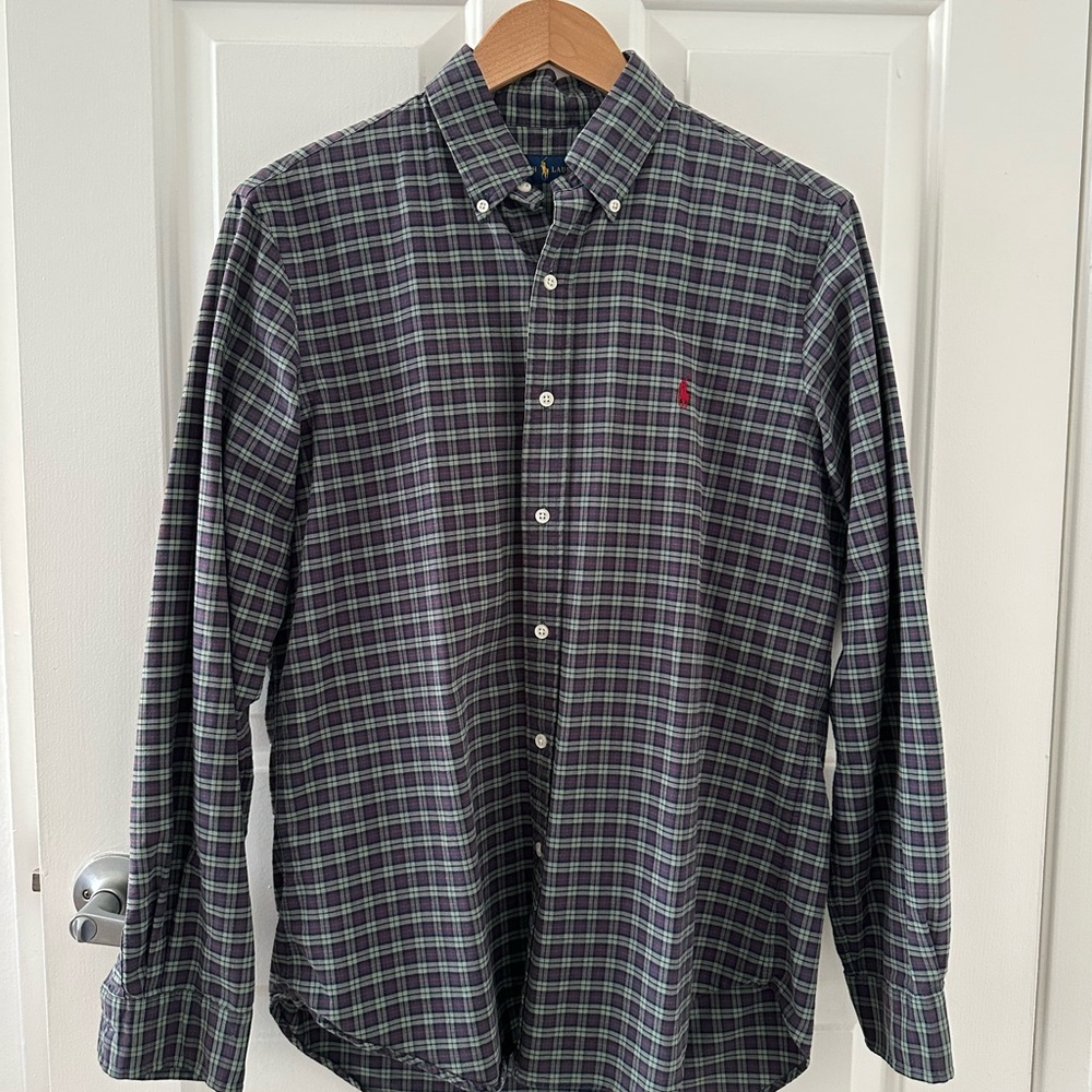 Polo Ralph Lauren Shirt Men’s Dark Plaid Long Sleeve Button Down